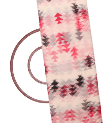 white colour geometric print organza fabric